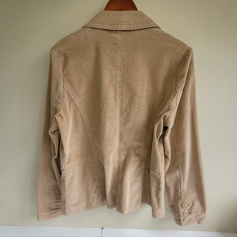 St John's Bay Corduroy Women's Blazer Jacket Tan Petite Large - Picture 2 of 6